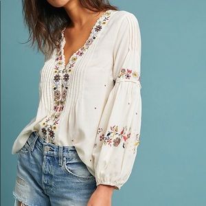 Anthropology Embroidered Top